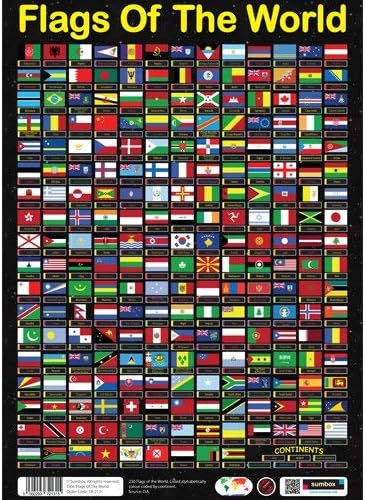 Flags of The World Educational Geography Poster,2.01 x 35.20 cms