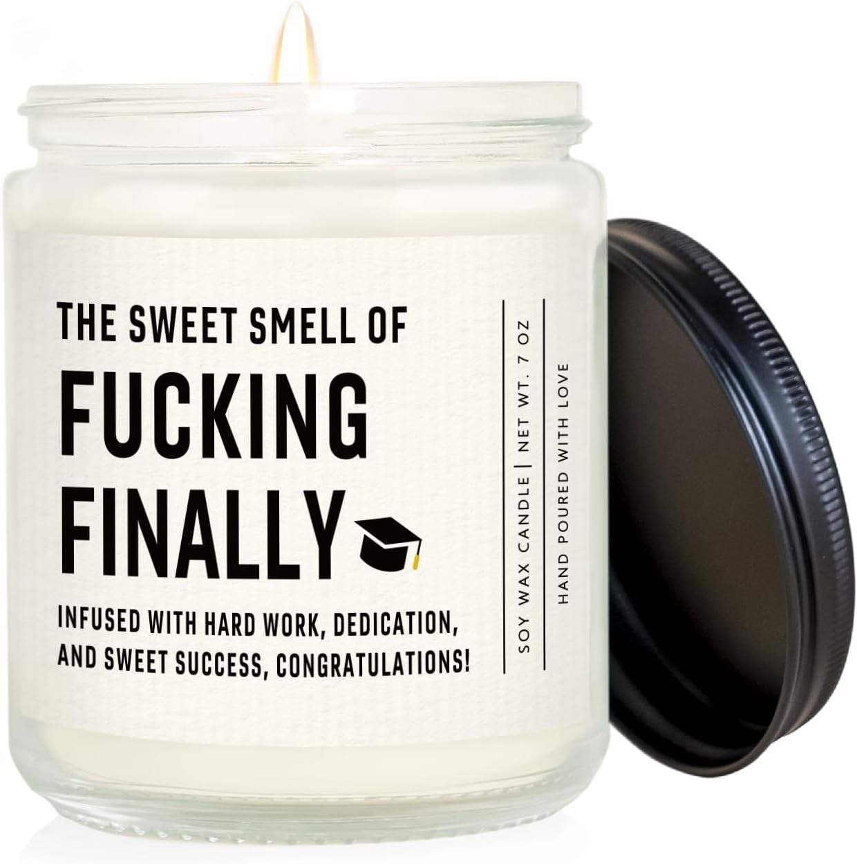GoMelley Funny Graduation Gifts for Her Him, Congratulations Grad Candle Lavender Scented - 7 oz, 2025 Graduation Presents for College, High School, Master’s Degree, Phd Grads