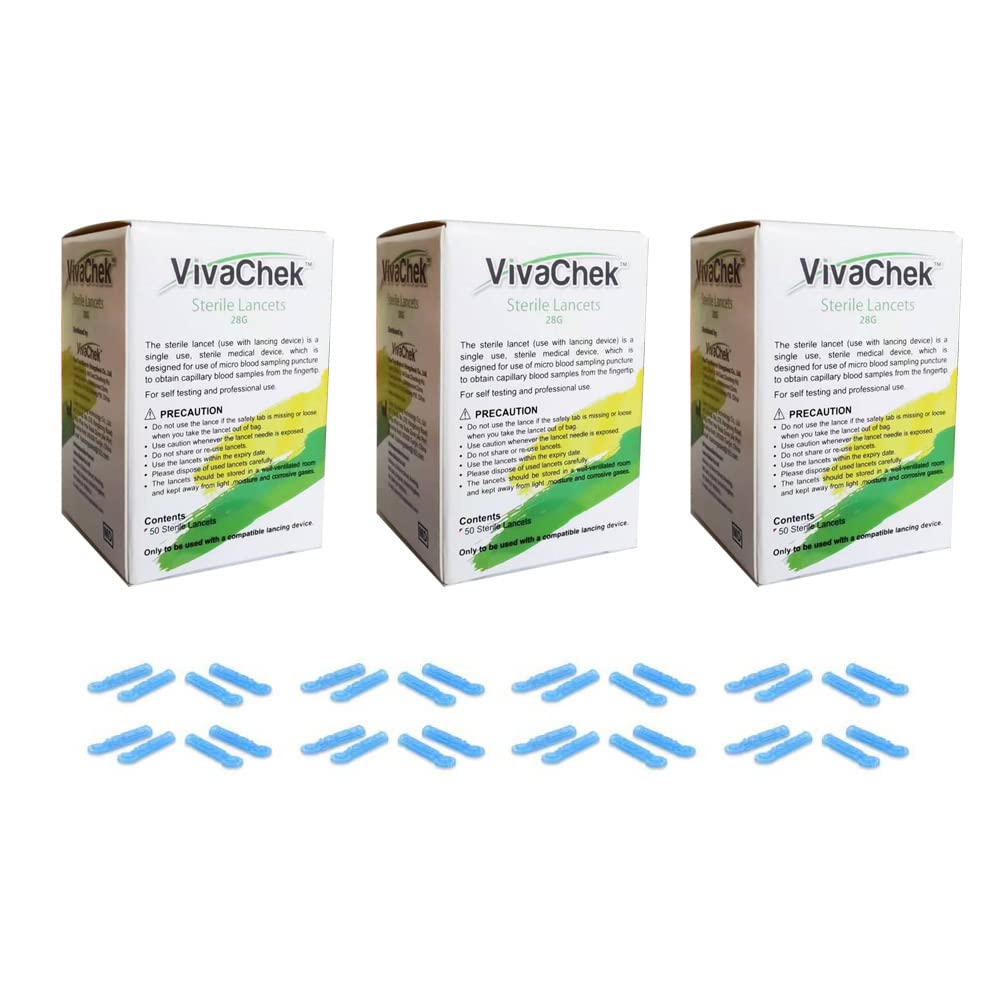 Blood Glucose Lancets x 150pcs 28G for Diabetics Test Single use Sterile Lancets Compatible with Most Lancing Devices (Packs of 3)