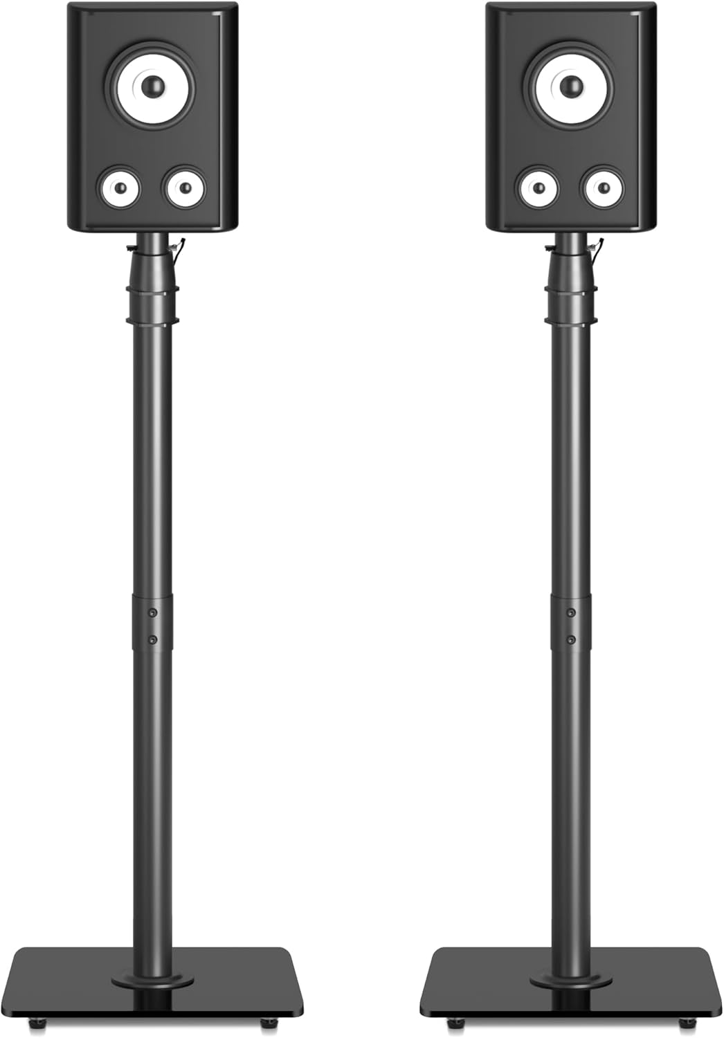 suptek Heavy-Duty Floor Standing Speaker Stands Pair | Anti-Tip Rear Surround Sound Stands for Bose, JBL, Sony | 86-113cm Height Adjustable, 10kg Capacity, Tool-Free Assembly (SFM001)