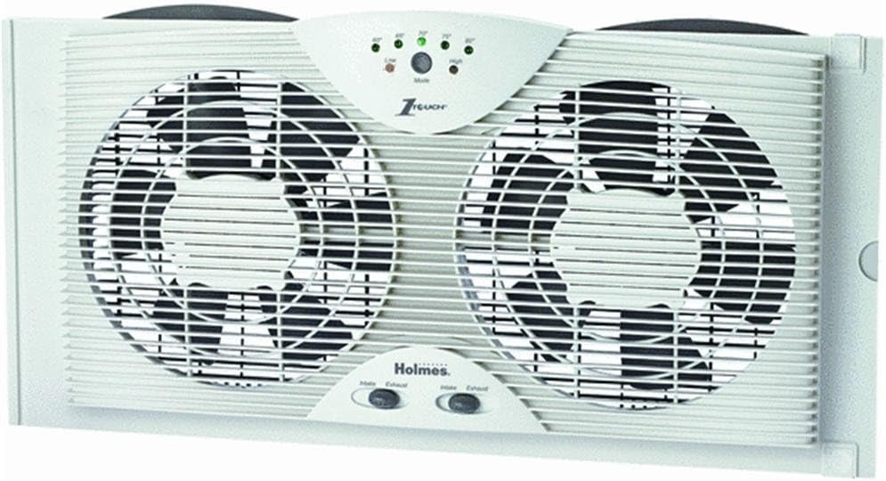 Holmes Dual 8" Blade Twin Window Fan with LED One Touch Thermostat Control