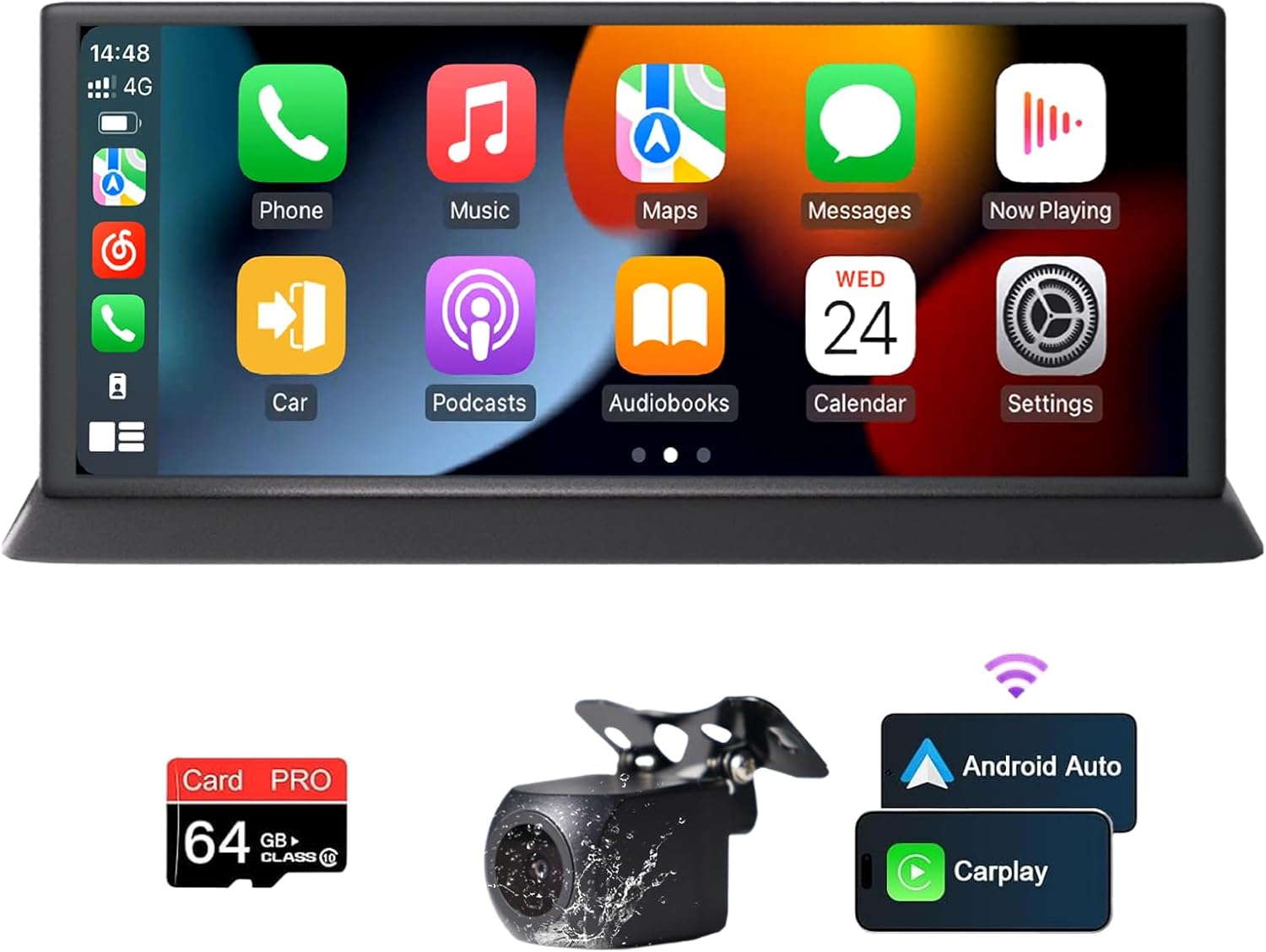 Wireless Carplay Screen for Car - Compatible with Portable Apple CarPlay & Android Auto, Car Play Screen with Backup Camera, Blue-Tooth, GPS Navigation, Mirror Link, Fits All Vehicles (11.3“)