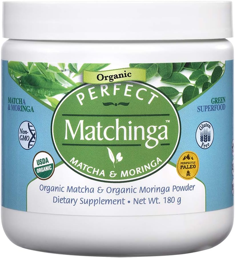 Perfect Supplements – Perfect Matchinga Powder – 180 Grams – Organic Matcha & Organic Moringa Supplement – Green Superfood – Increases Energy
