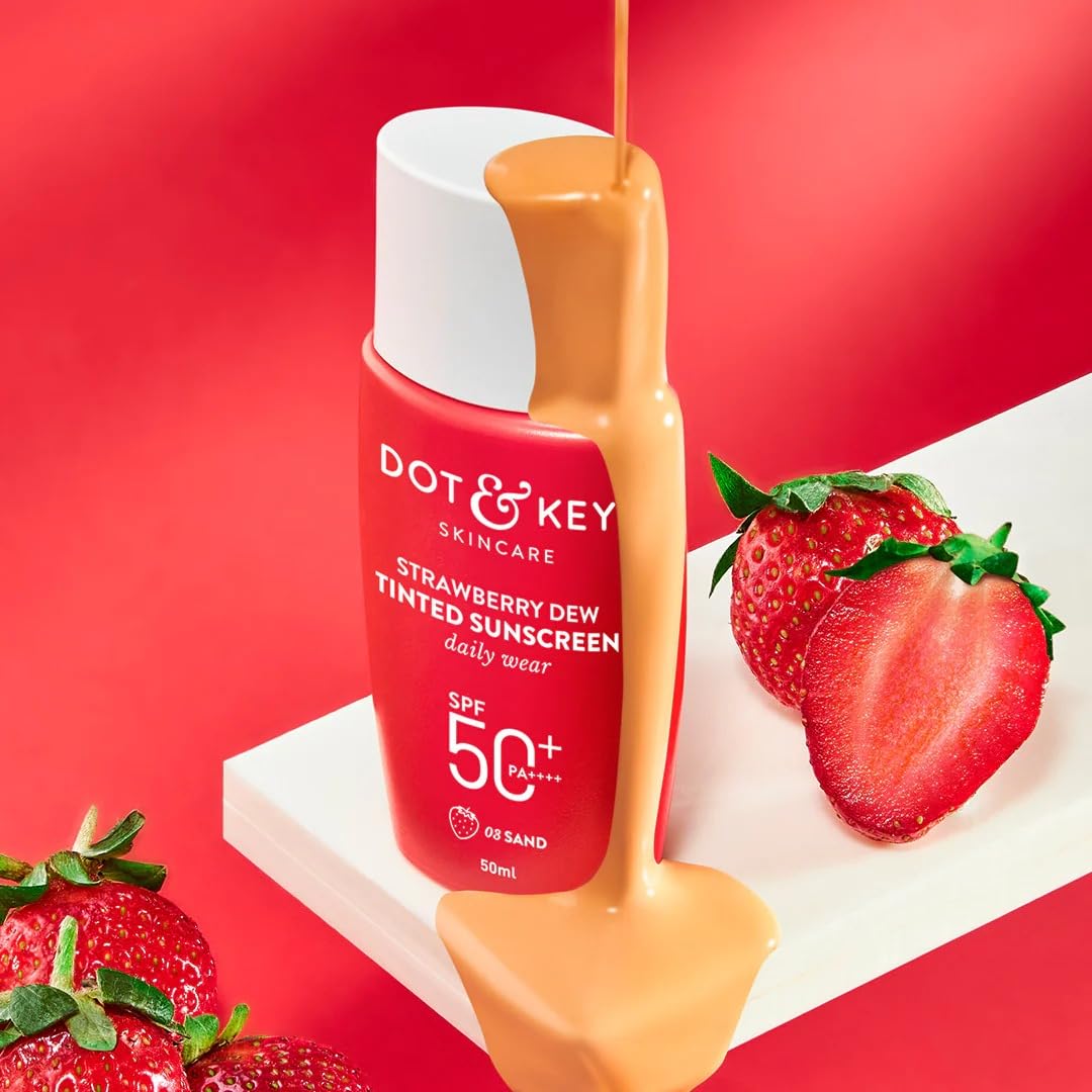 Dott & Keyy Tinted Sunscreen Foundation, SPF 50+ PA++++, Strawberry Dew (Sand Medium - 03, 1.7 fl.oz.)