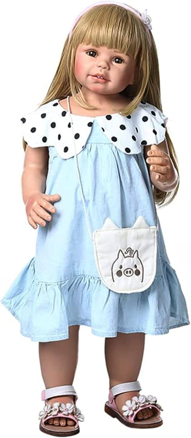 YIHANGG Huge Reborn Baby Doll Toddler Standing Ball Jointed Doll Full Body Hard Vinyl Girl Long Hair Princess Doll Realistic Anatomically Correct Model Collectible Kids Playmate(70cm,A)