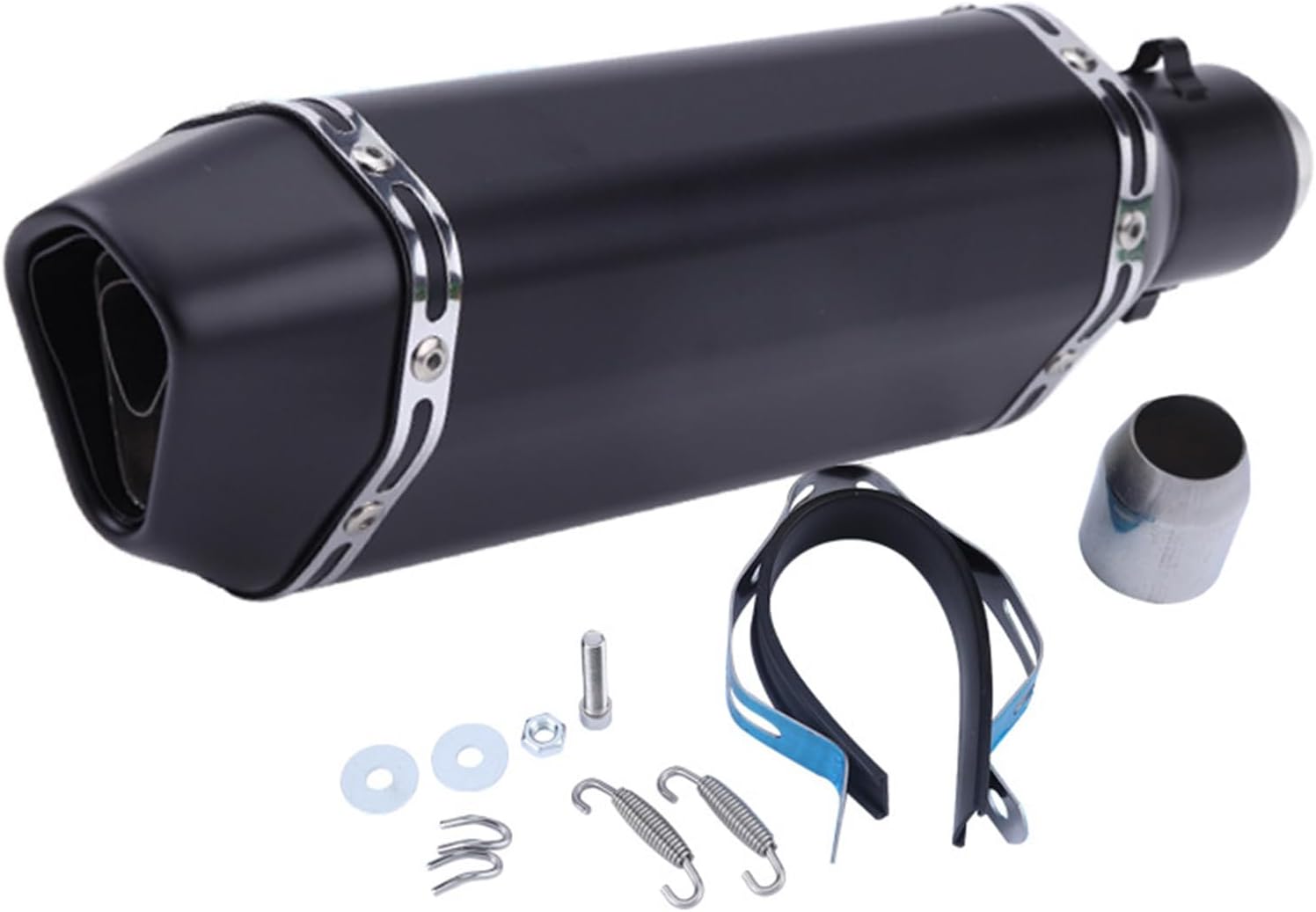BAISUYA Universal Motorbike Muffler Exhaust 38mm 51mm Diameter Slip on Exhaust Pipe with Silencers 1.5" 2" Inlet With Removable DB Killer For Dirt Bike Street Bike Scooter ATV (Black)