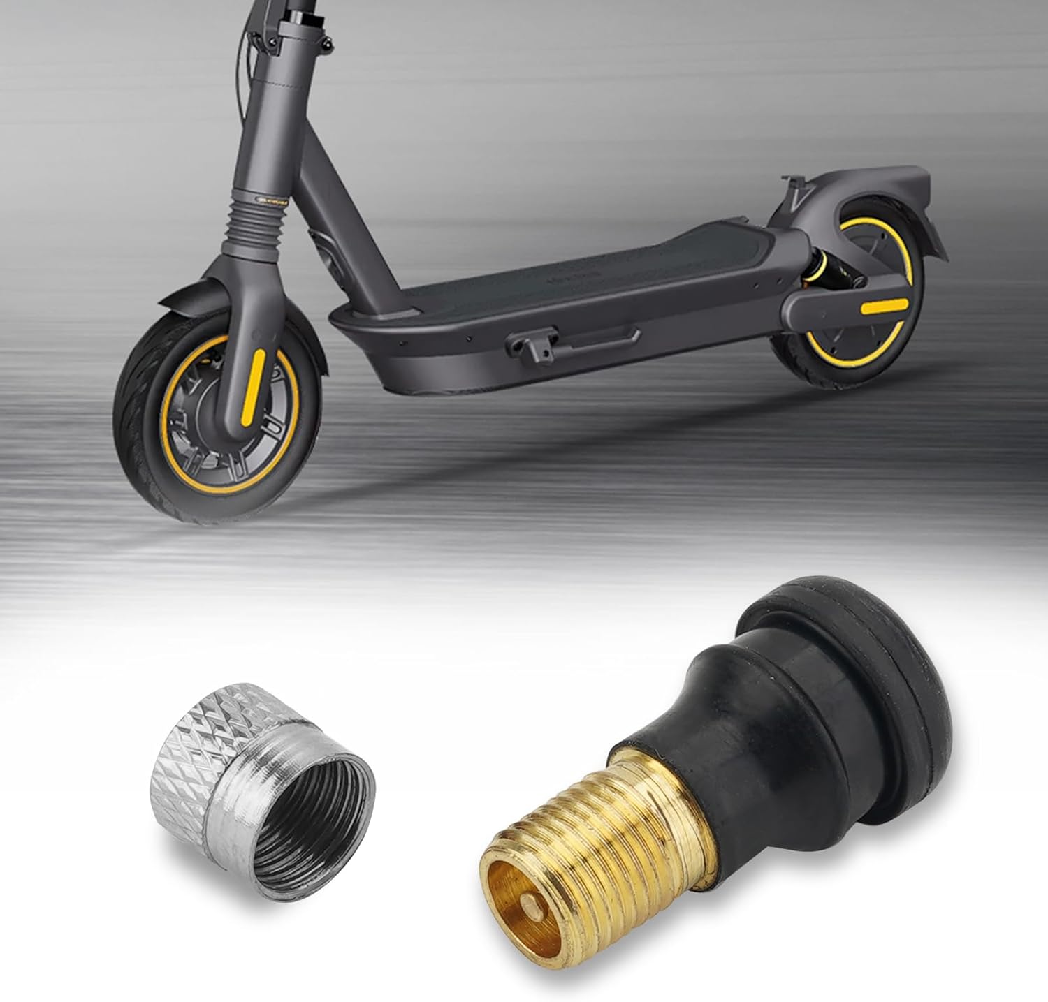 Vacuum Tubeless Air Valves for Segway for Ninebot Max, Rubber Tubeless Tire Valve Stems, Tubeless Tire Wheel Gas Valve with Aluminium Cap Replacement for Segway for Ninebot