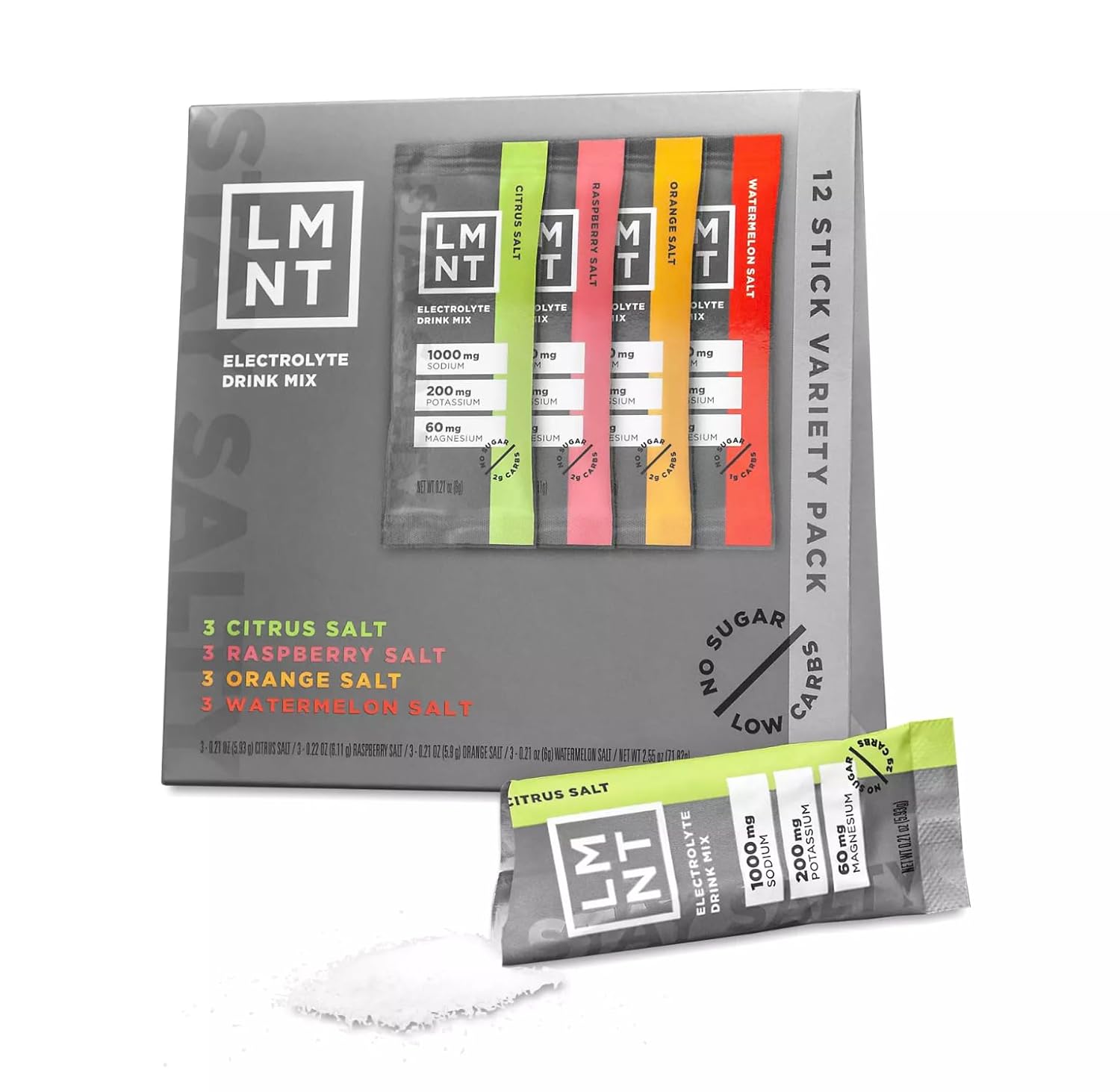 LMNT Zero Sugar Electrolytes - Variety Pack | Drink Mix | 12-Count (12-Count, Variety Pack)