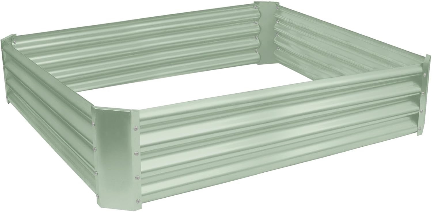 Harbour Housewares Raised Garden Bed - Green - 120 x 120cm - Square - Bottomless Metal Raised Bed Galvanised Steel Planter Box for Growing Outdoor Plants, Vegetables, Flowers and Herbs