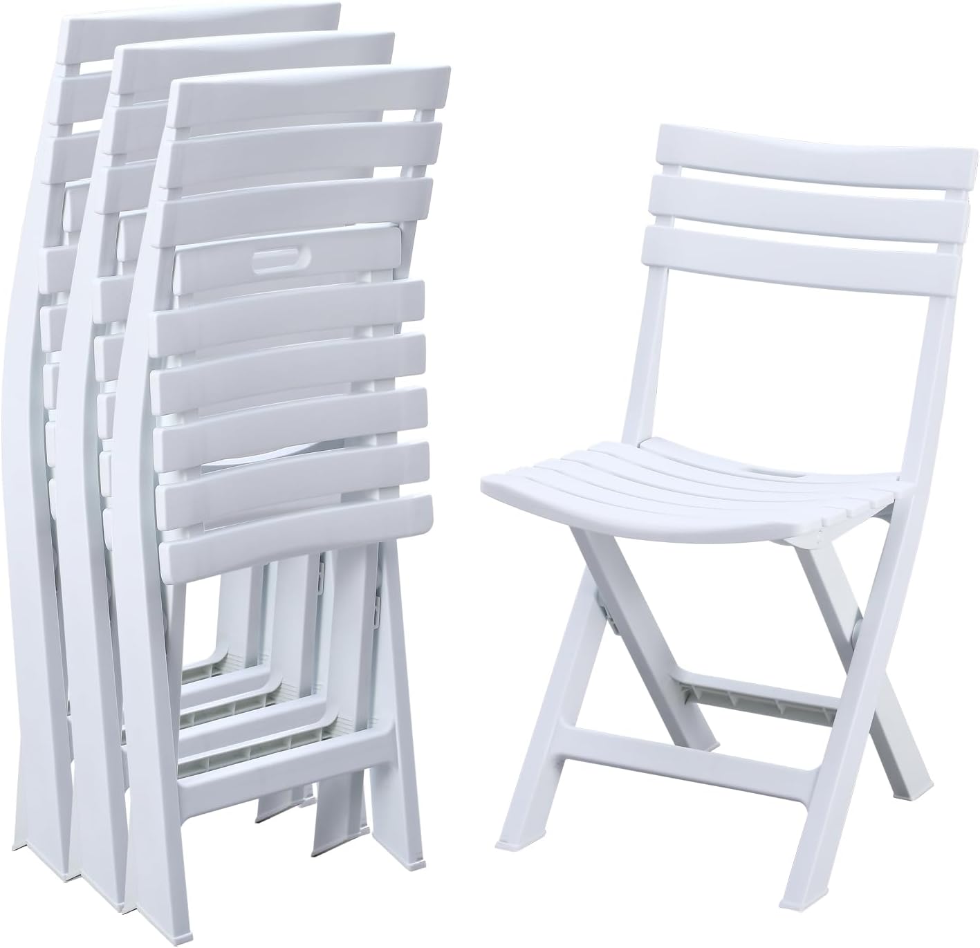 KAIHAOWIN 4-Pack Plastic Folding Chairs for Indoor and Outdoor Use Foldable Chairs for Patio Garden Beach Balcony Porch Lightweight & Waterproof -White