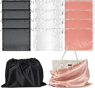 12 Pack Dust Bags for Handbags，Silk Dustproof Drawstring Bag Travel Storage Pouch，3 Colors Purse Dust Bag(19.6x 15.7 in)
