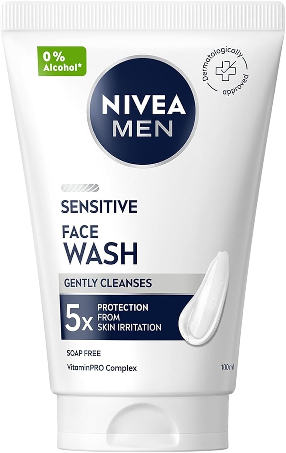 NIVEA MEN Sensitive Face Wash (100 ml), Face Wash for Men, Facial Cleanser with Chamomile Extract and Vitamin PRO Complex, Men's Skin Care Essentials