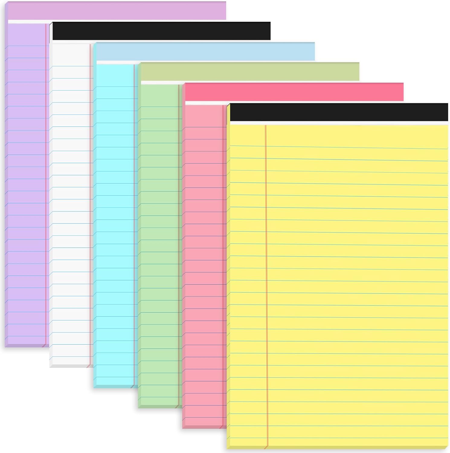 Utron 6 PCS Small Legal Pads 5x8 Colorful, Narrow Ruled Small Note Pads 5x8, Micro Perforated Writing Pad, College Ruled Legal Notepads 5x8 for Study, Office, To-Do Lists(30 Sheets/Small Notepad)