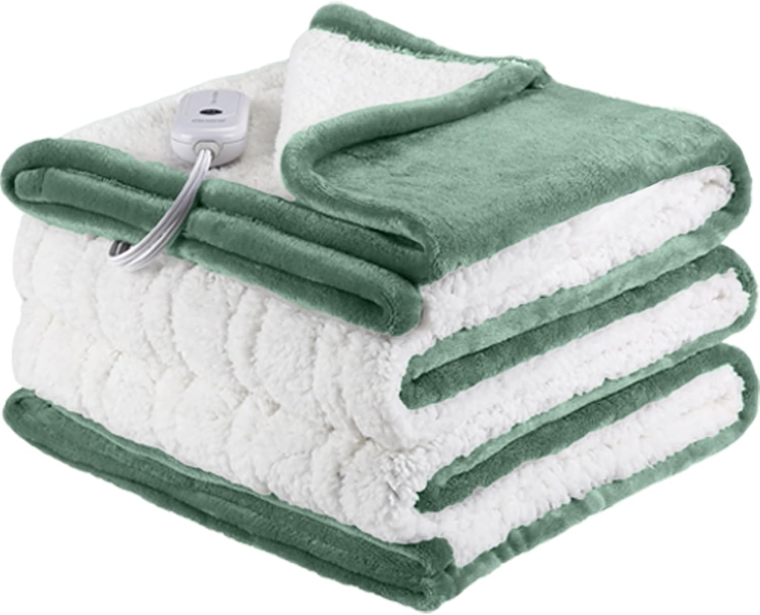 Heated Blanket Twin Size - 62"x84" Twin Size Electric Blanket with 5 Heating Levels & 10 Hours Auto Off, Fast Heating Blanket with ETL & FCC Certification for Bedroom Office Couch, Hunter Green