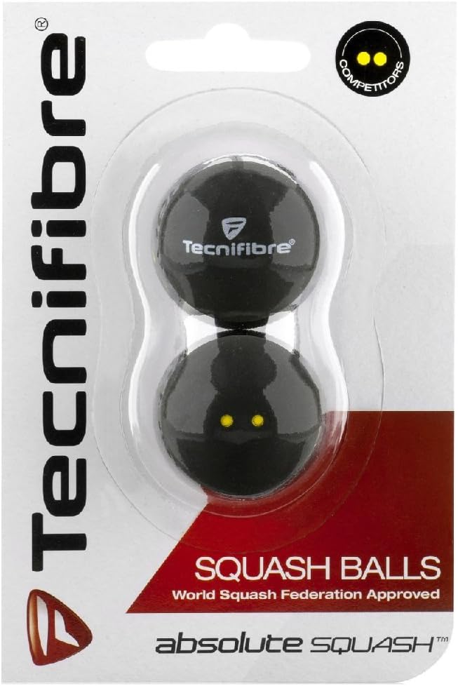 Tecnifibre Double Yellow Dot Squash Ball - 2 balls