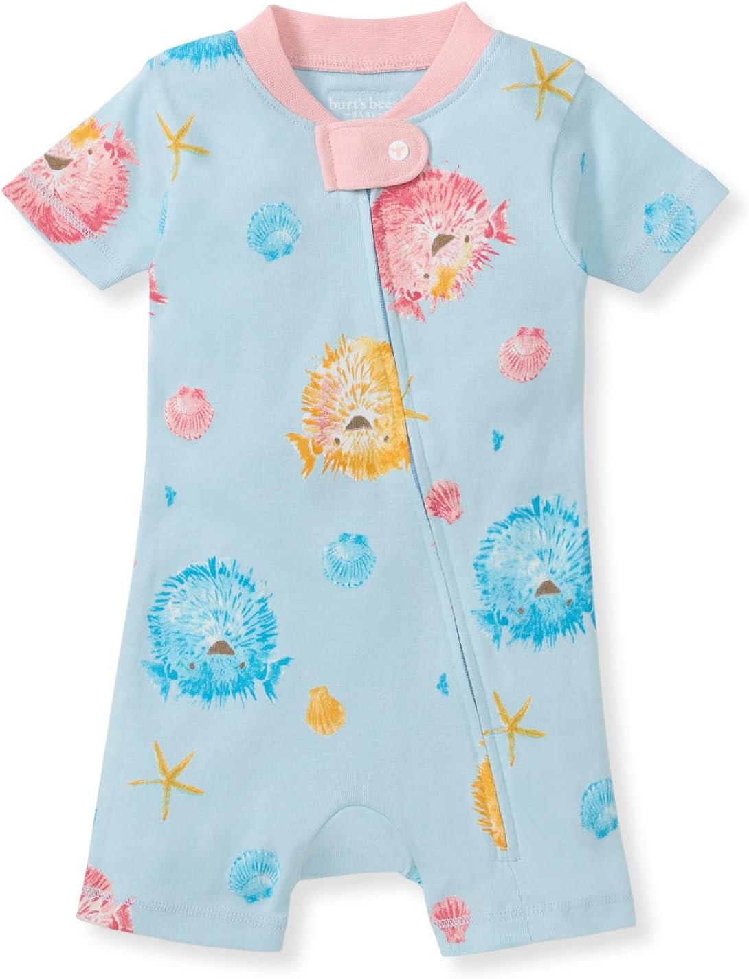 Burt's Bees Baby Unisex Baby Short Sleeve Pajamas, One-piece Sleeper Romper Pjs, Snug Fit for Infants 3 to 24 Months