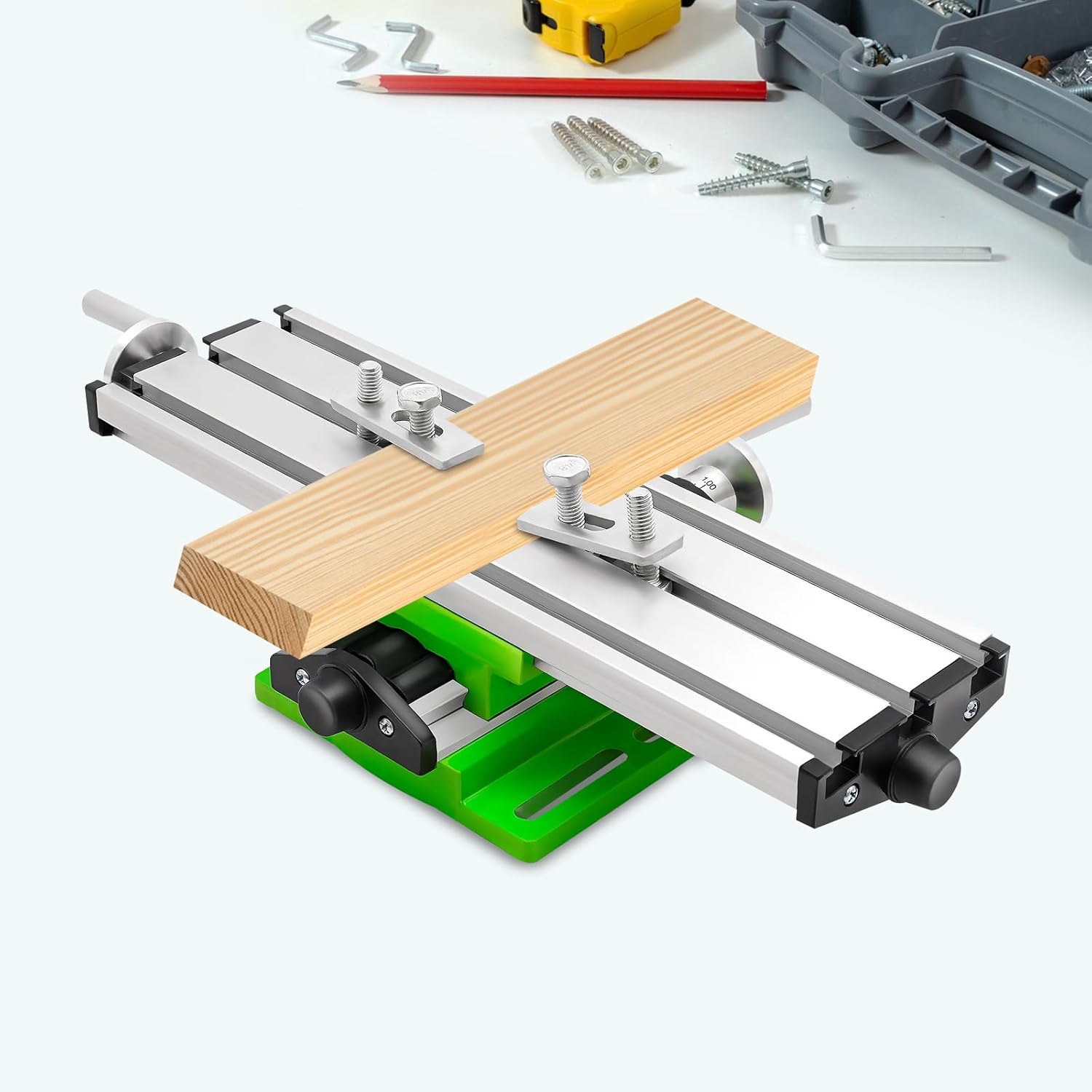 Milling Machine Worktable X-Y Adjustable Cross Slide Table with Three Slides Aluminum Compound Drilling Slide Table for Table Drills Electric Drill Holders - 39.5x24.5x7.8cm