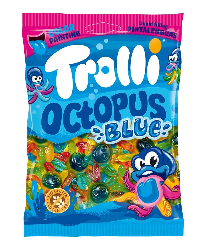 Trolli Octopus Blue I Fruity Gummy Candies with Liquid Filling I 175g 6.17 ounce