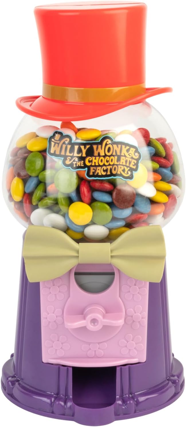 Grupo Erik Gumball Machine Willy Wonka Age 4+ & The Chocolate Factory | 10 x 5 x 5 inches - 25.4 x 12.6 x 12.6 cm Mini Vending Machine | Willy Wonka Hat Sweet Dispenser, Gifts Under 20 Pounds