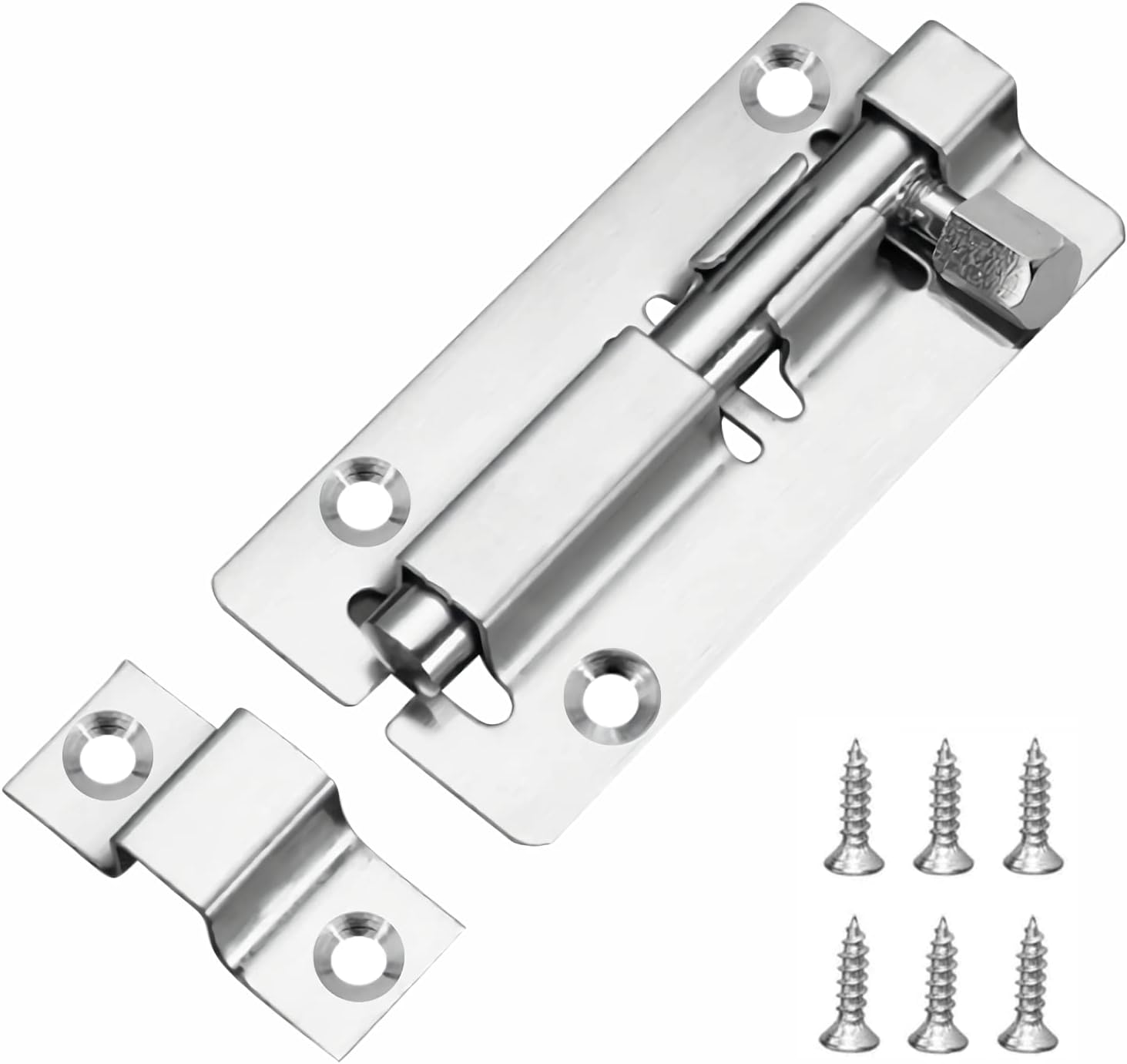 JelKen Door Lock Bolts 3"(75mm), 304 Stainless Steel Door Latch Slide Bolts Lock with Screws for Bathroom Bedroom Shed Garden Toilet, 3 Inch