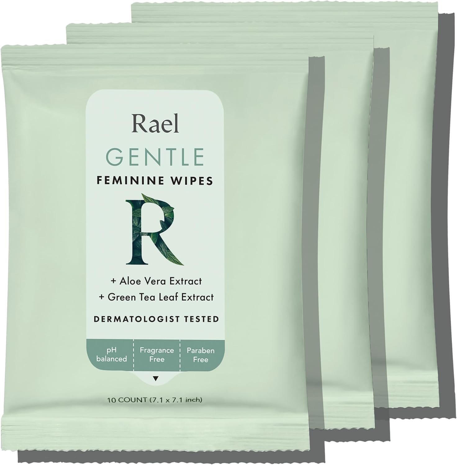 Rael Flushable Feminine Intimate Wipes - pH-Balanced, Unscented, Aloe Vera Extract, Safe for Sensitive Skin, Vegan & Cruelty Free, Travel Size (10 Count, Pack of 3)