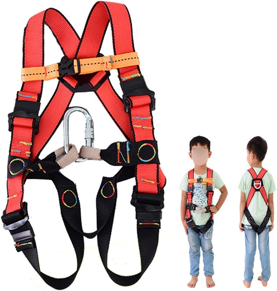 SwaYve Kids Aerial Work Safety Belt Full Body Climbing Harness Fall Protection Equipment for Outdoor Expanding Training Caving Rock Rappelling Equipment/s