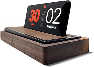 Tempest Deluxe - A Luxurious Walnut and Leather Chess Clock/Phone Dock Hybrid. Includes Deluxe Dock Plus Bundled iOS and Android Software (Phone is not Included - Works with Most Phone Models).