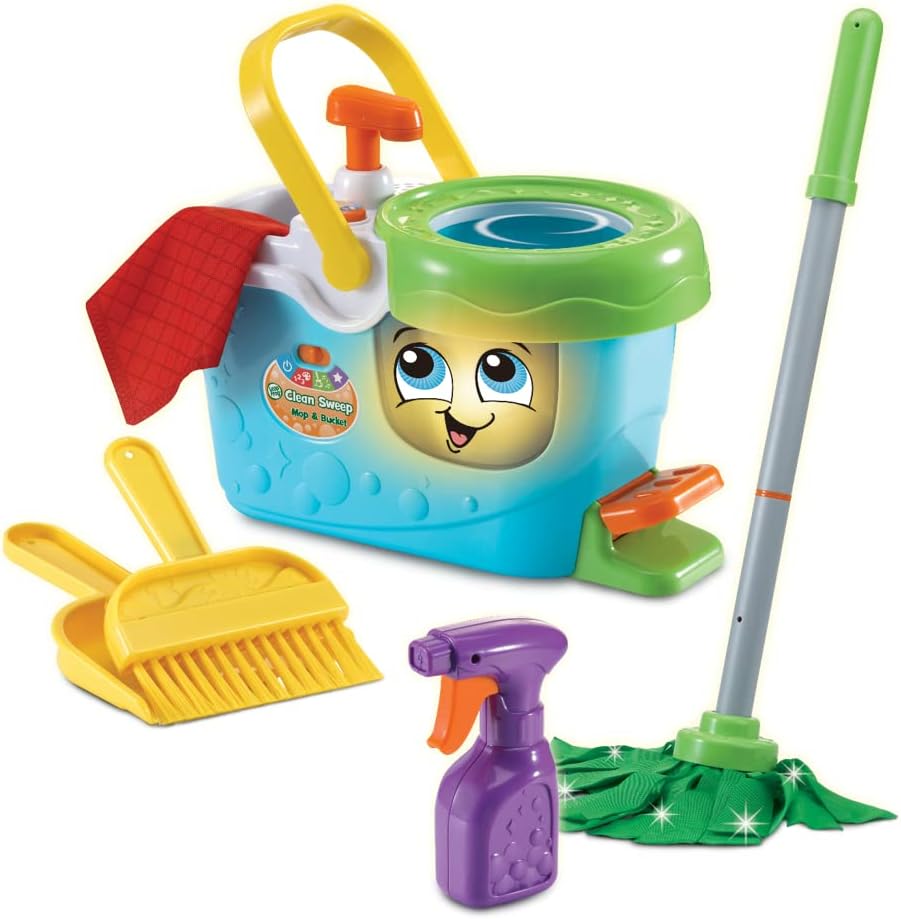 LeapFrog Clean Sweep Mop & Bucket | Interactive Pretend Play Set with Sound & Music for Children Age 3+