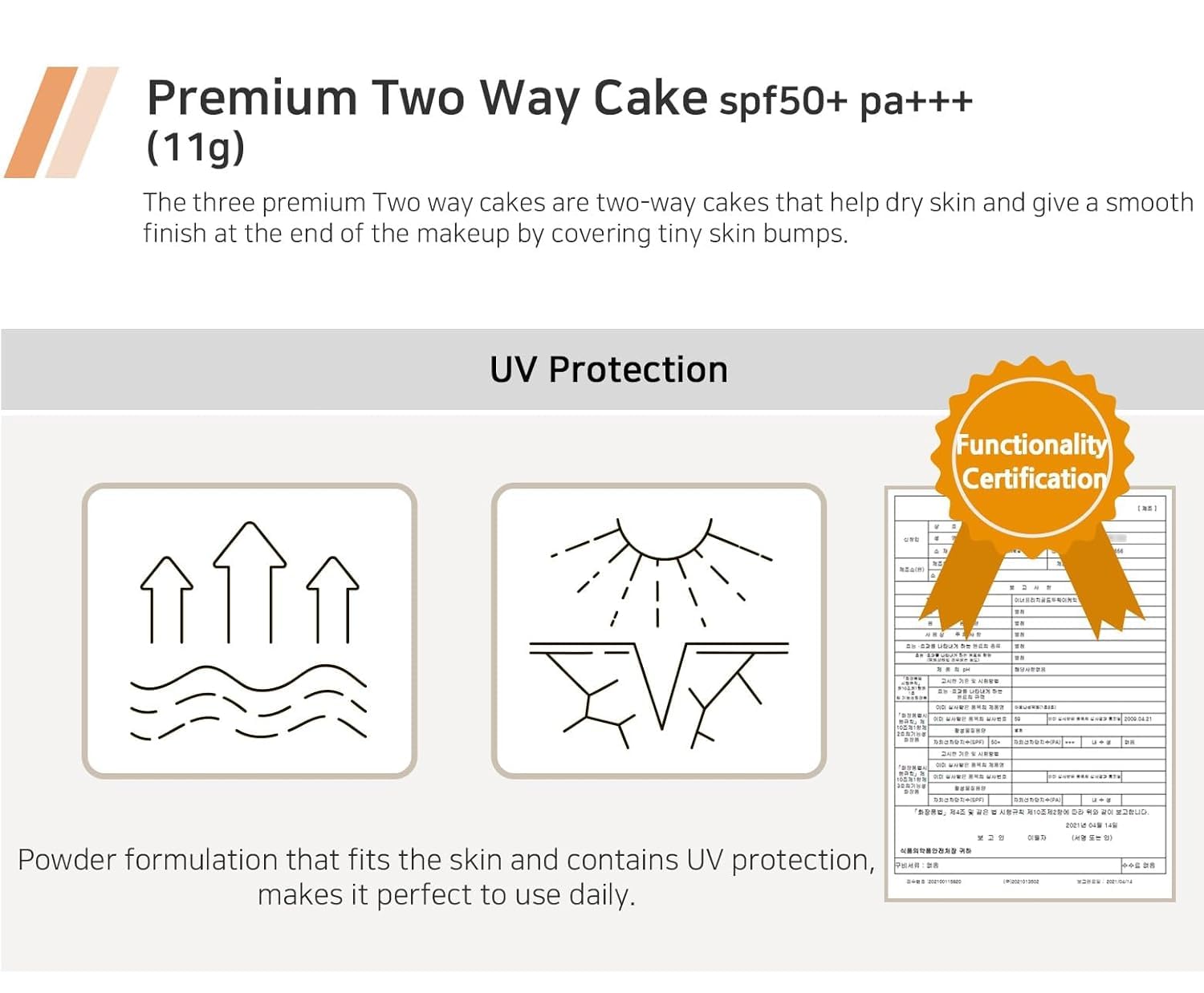 ENOUGH Premium 8 Peptide Two Way Cake SPF50, Korean Makeup Setting Powder Foundation, Face Powder with Collagen, Tattoo Cover Up (#13 Light beige, 0.39 oz)
