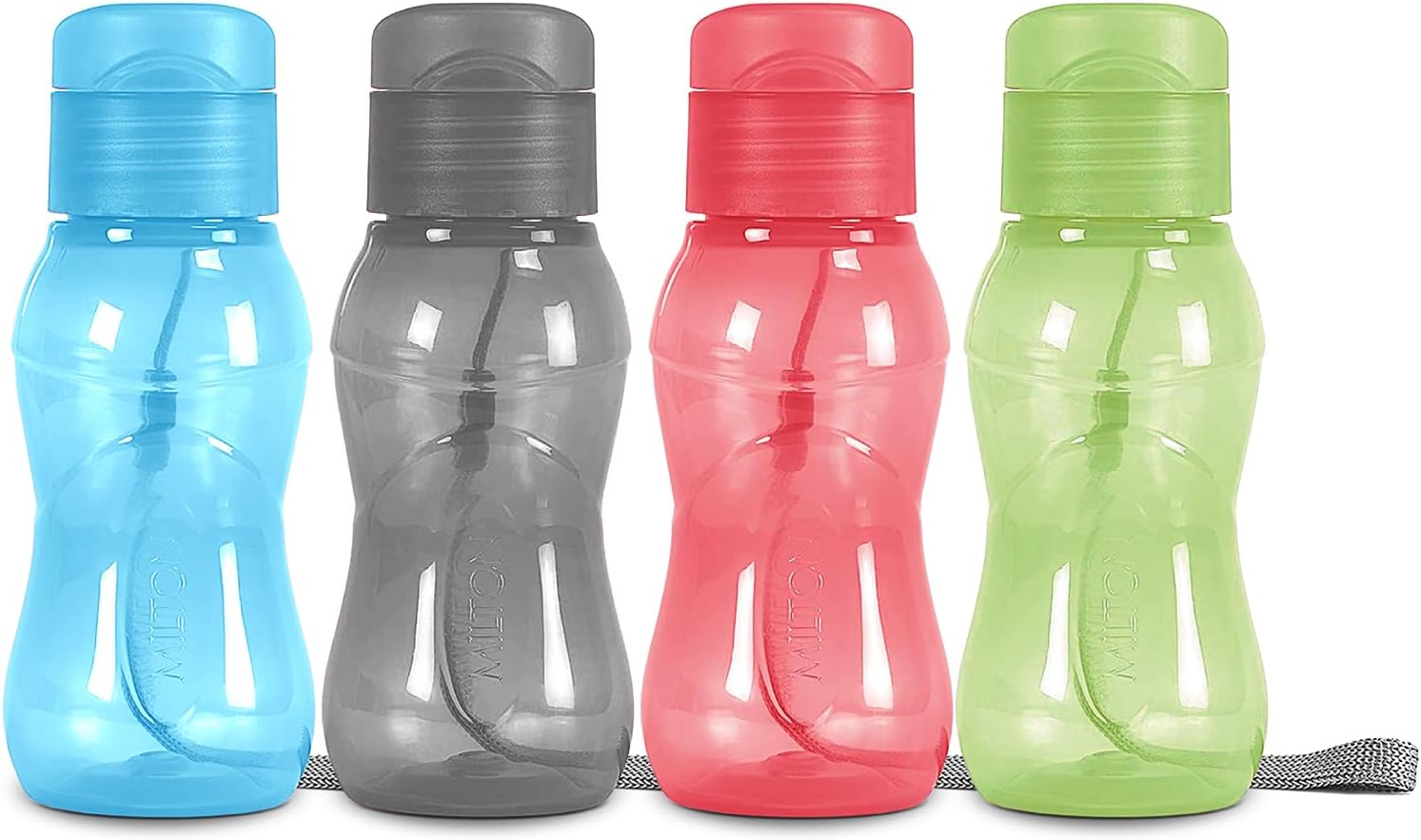 MILTON 4 pack 6 oz Kids Water Bottle for School Leak Free Flip Lid- Portable Small Sports Water Bottle for Adults Carry Strap Party Favors for Kids Treats Prizes Gifts Goodie Bag Stuffers Bulk Pack