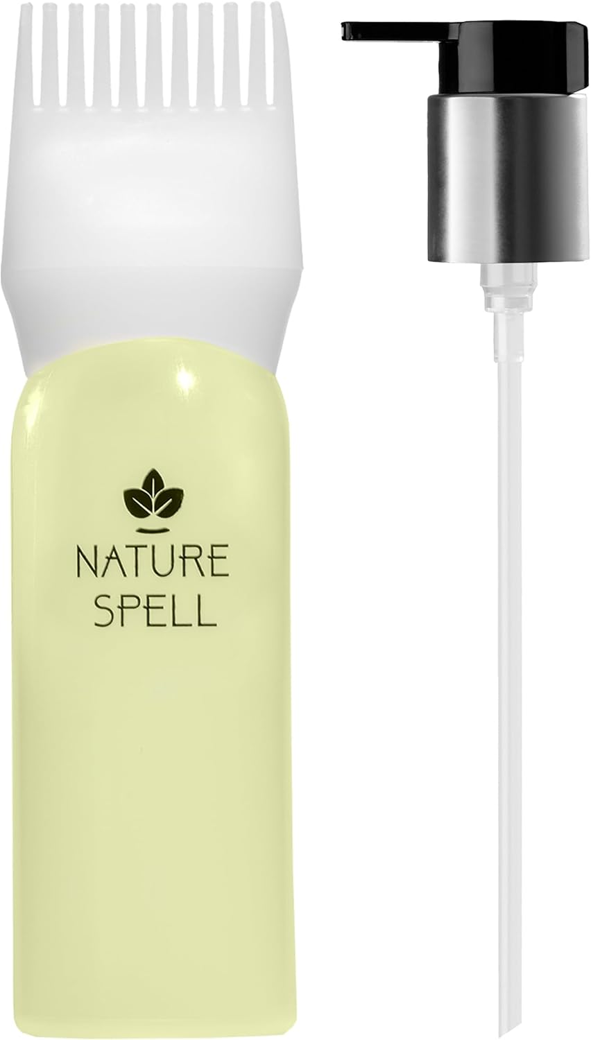 Nature Spell Easy Pump Oil Dispenser & Precision Applicator Comb Duo, For Hair Oiling, Root Comb Applicator & Pump Dispenser, Hair Tools, Pack of 2