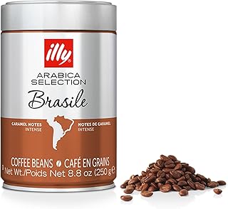 illy Whole Bean Coffee - Perfectly Roasted Whole Coffee Beans – Brasile Bold Roast - Notes of Caramel – Mild & Balanced - 100% Arabica Coffee - No Preservatives – 8.8 Ounce