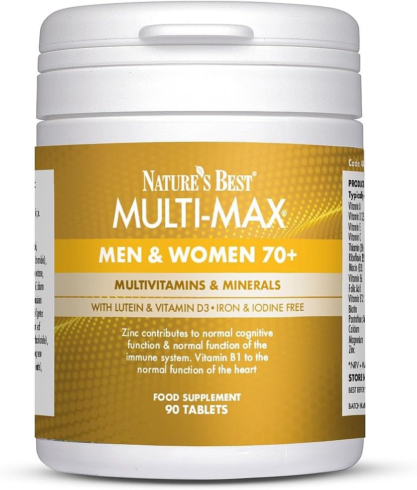 Nature's Best Multi-Max Multivitamin for Age 70+ - Advanced Support with Vitamin C, D and Calcium for Immune Support & Bone Health for Seniors - UK Made - 90 Tablets (3 Months' Supply)