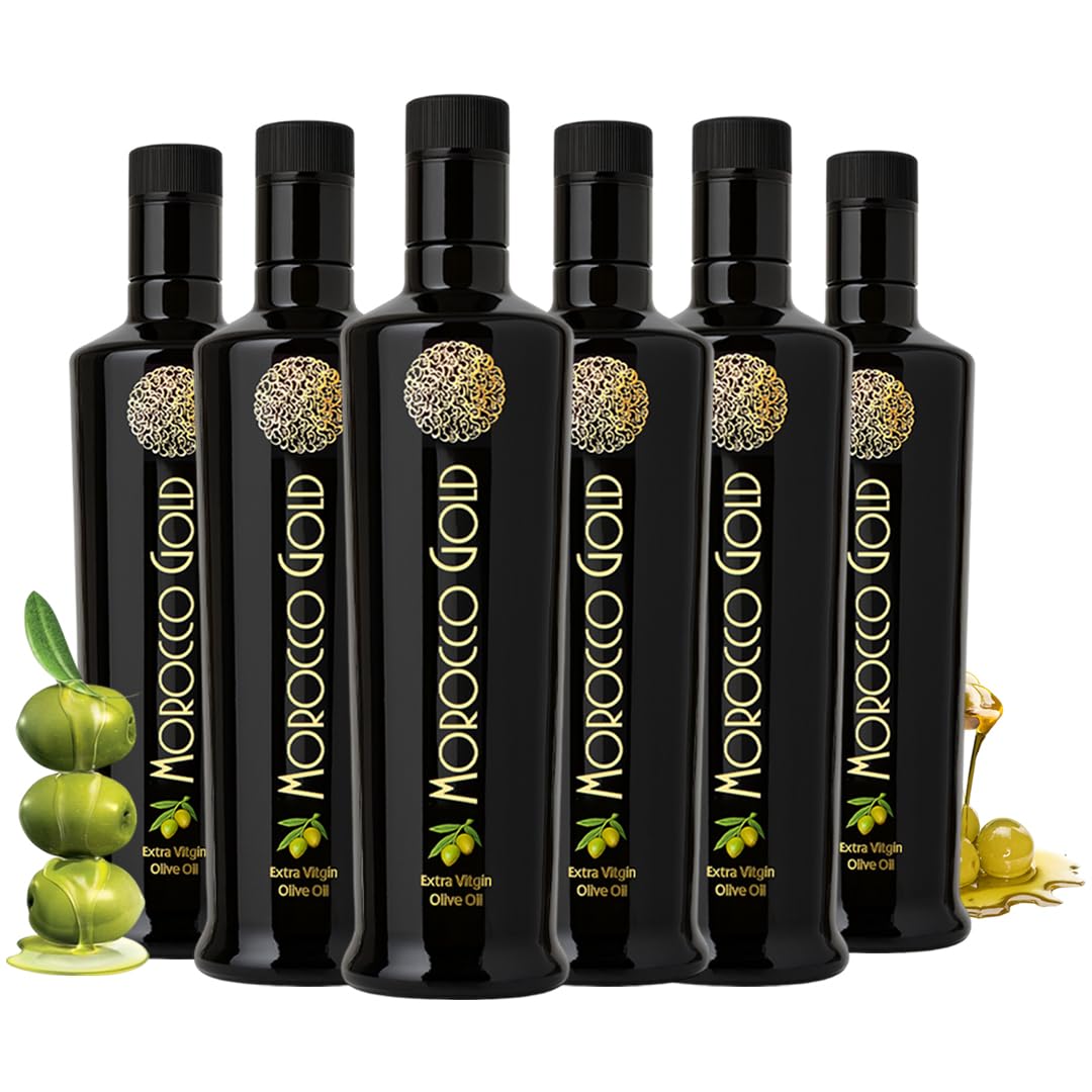Morocco Gold Early Harvest Extra Virgin Olive Oil – Cold Pressed – Polyphenol Rich 652mg/kg EVOO Fresh Harvest Pure and Natural. 6 x 500ml (6 Bottles For The Price Of 5)