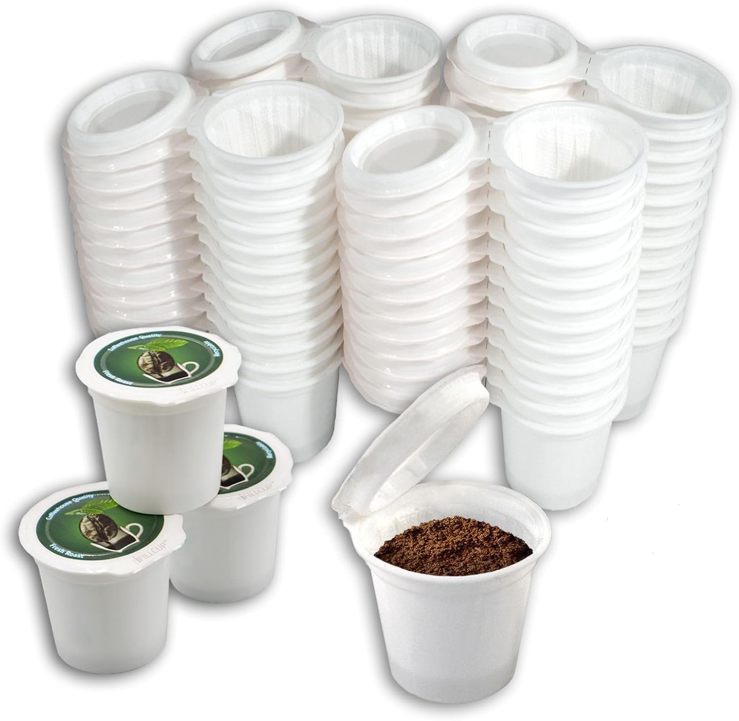 iFillCup Pods-48 Green fillable coffee pods for use in Keurig brewers. Works in both single and five-needle brewers. Zero sediments for a great-tasting brew.