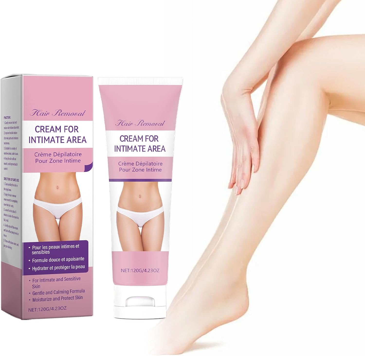 Hair Removal Cream for Women,Whole Body Intimate Bikini Line Face Leg Underarm Area 𝐃epilatory,Natural Facial Hair Remover Home Travel Use,Hydrating Exfoliating Skin Care Creams