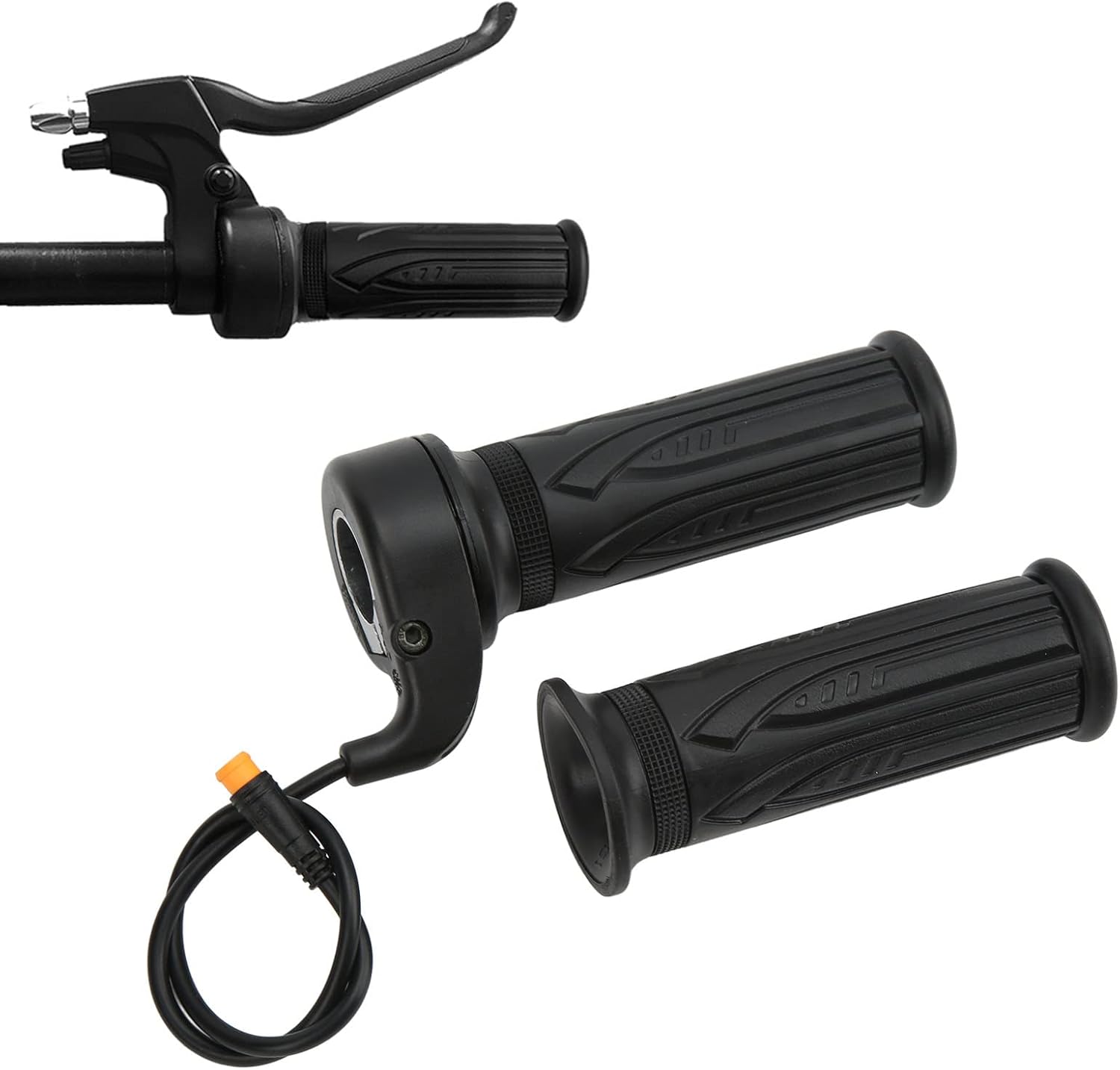 equlup Scooter Throttle Hand Grip, 1 Pair Electric Bike 3-Pin Throttle Waterproof Connector 20X Speed Throttle Handle for 22.2mm Handlebar E-Bike