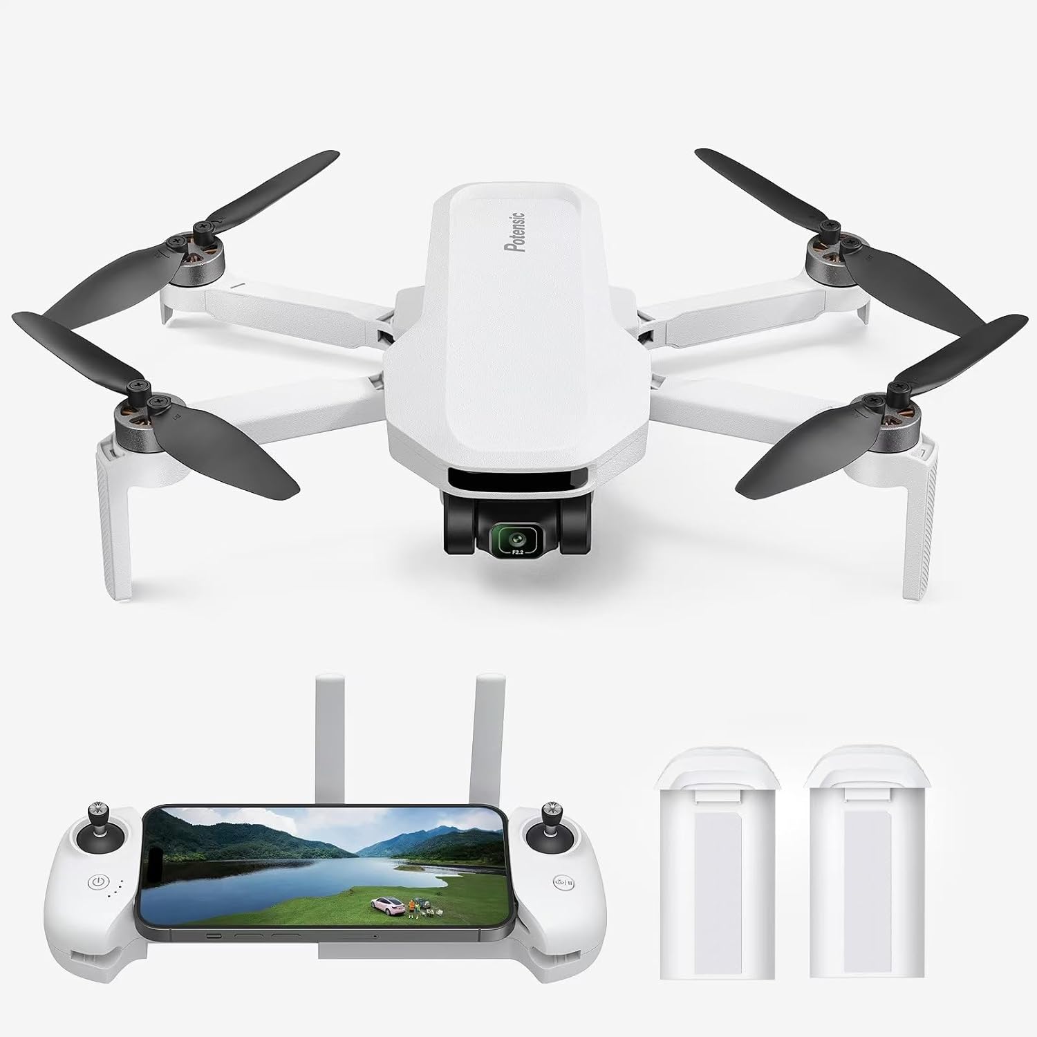 Potensic ATOM LT GPS Drone with Camera 2.5K, 4km Transmission, Under 249 g, 80 mins Flight Time with 2 batteries, RTH/Follow me/Waypoint/Circle Flight, EIS Camera Drone for Adults Beginner, C0