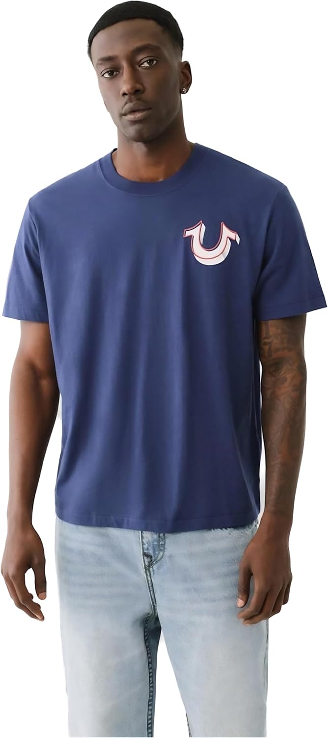 True Religion Mens Short Sleeve Canyon T-Shirt Medieval Blue L