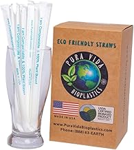 9.75"-250 ct Drinking Straw Wrapped Large Box |PVB| Eco-Friendly - USDA Certified 100% Biobased & Holds Up In Hot and Frozen Drinks & Certified Home Compostable & Dishwasher Safe & Reusable