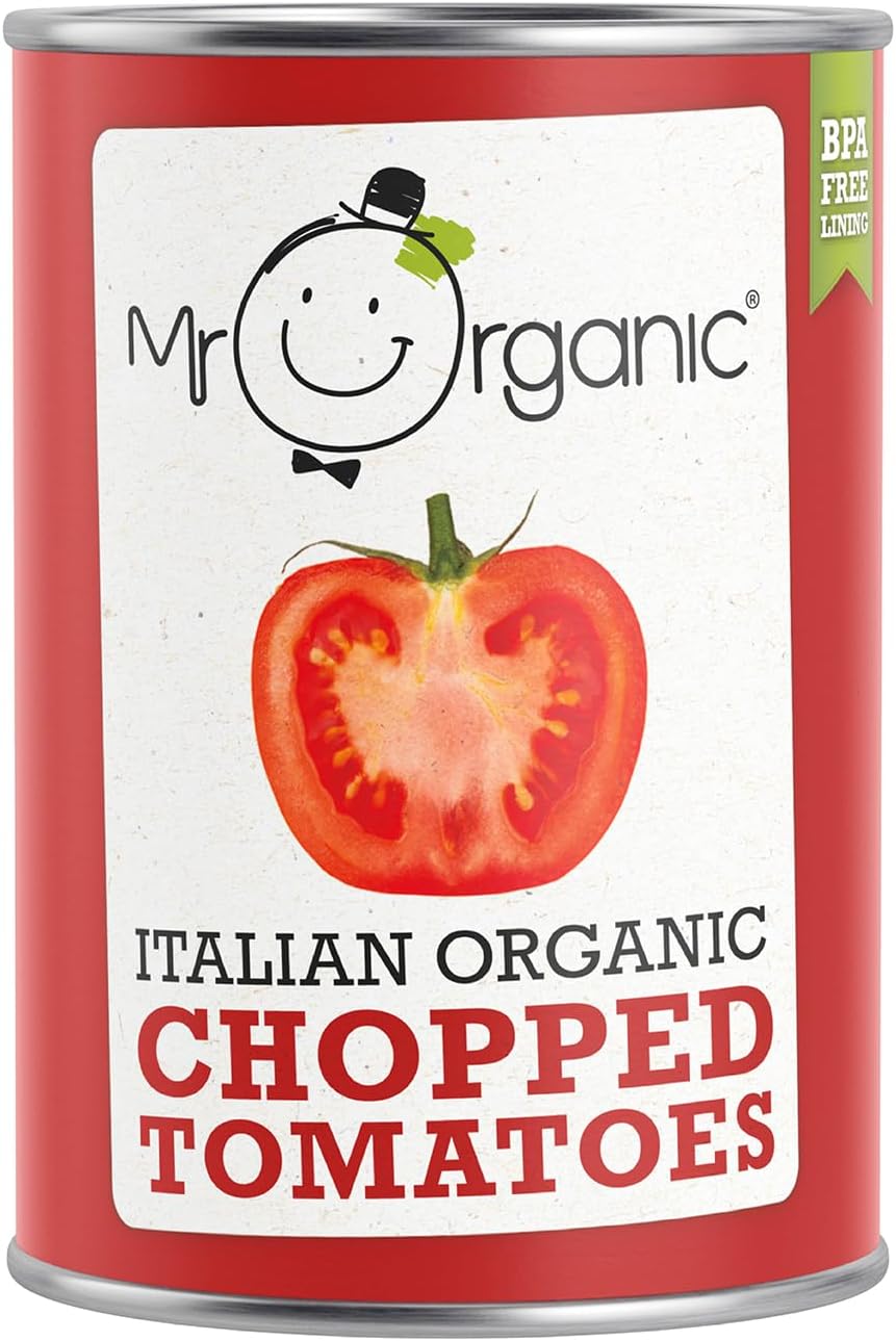 Mr Organic - Italian Organic Chopped Tomatoes 400g - Non-GMO, No Additives, Sustainable Sourcing, Bursting with Flavour - Perfect for Classic Italian Dishes