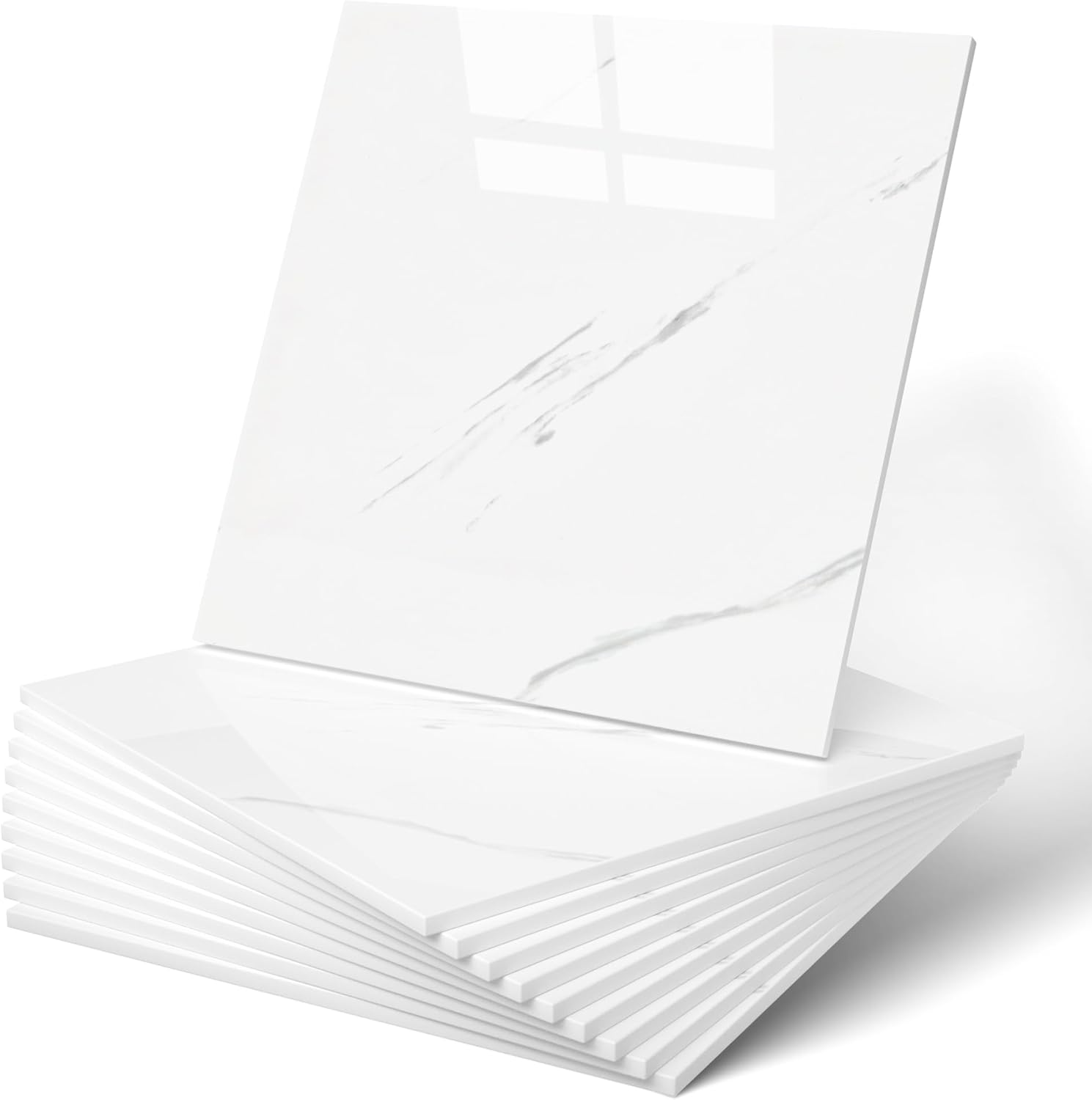 WAPANE Peel and Stick Tile Shower Waterproof Marble Tiles Wall Panels, 11.8"x11.8" Self-Adhesive Backsplash Tile, 10 Pack