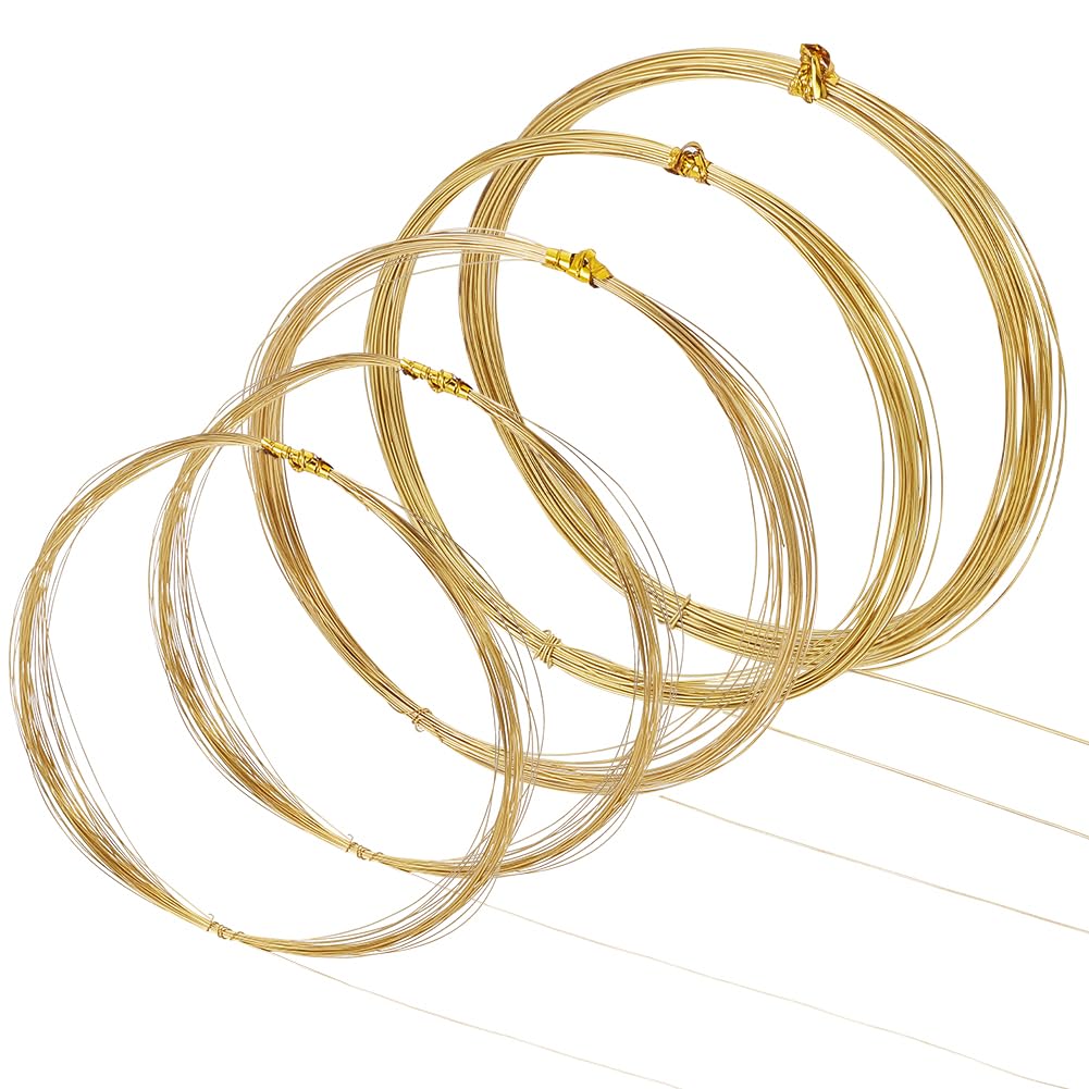 BENECREAT 24/26/28/32 Gauge Bare Solid Brass Wire, 50m/164 Feet 4 Sizes Round Soft Brass Wire Pure for Jewelry Making Craft Gem Wrapping