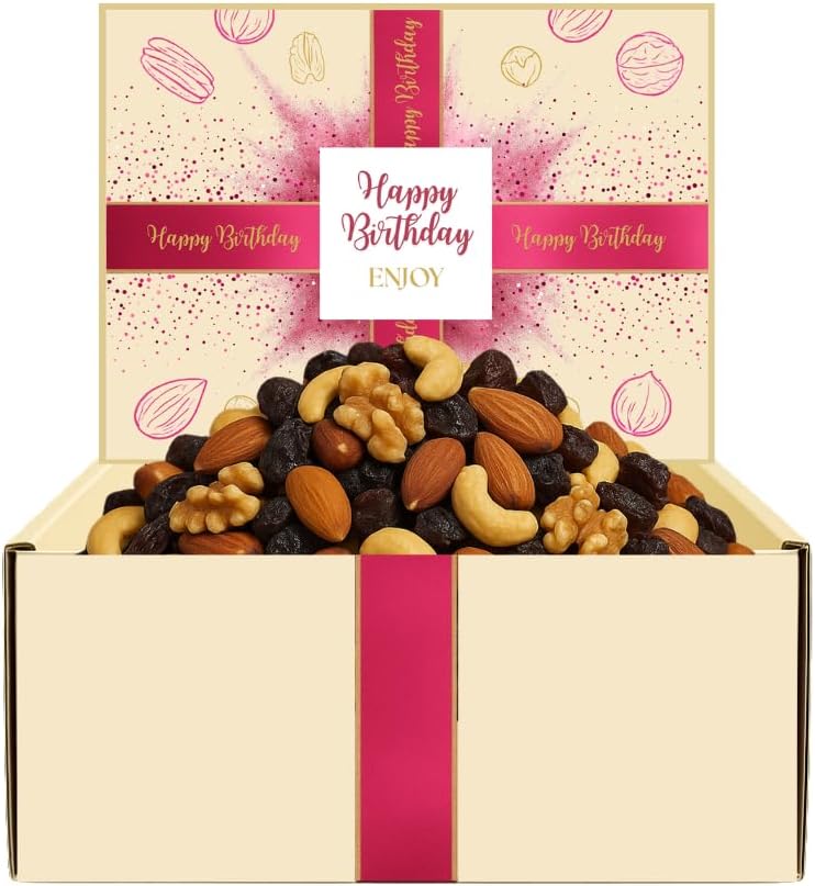UNSALTED FRUIT & NUT MIX 700G BIRTHDAY GIFT BOX – Gourmet Blend of Natural Dried Fruits and Mixed Nuts, Vegetarian Healthy Snack, Vitamin-Rich Energy & Fiber Boost, Perfect for Clean Eating