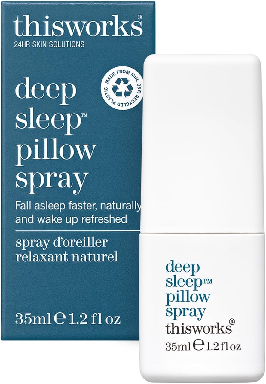 This Works Deep Sleep Pillow Spray 1.2 fl oz Mini - Travel Sleep Mist | Mini travel-size sleep mist with Lavender, Camomile & Vetivert for a portable bedtime wind-down ritual