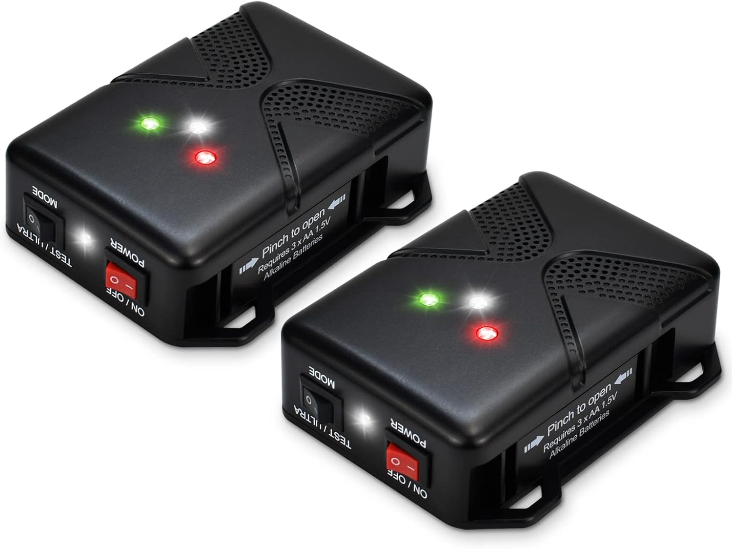 Ultrasonic Rodent Repellent for Car Engine - Battery Powered Under Hood Animal Repeller with Flashing Strobe Light, Keeps Rats and Mice Away from Vehicle, Automobile, Truck, Garage, Attic, Pack of 2