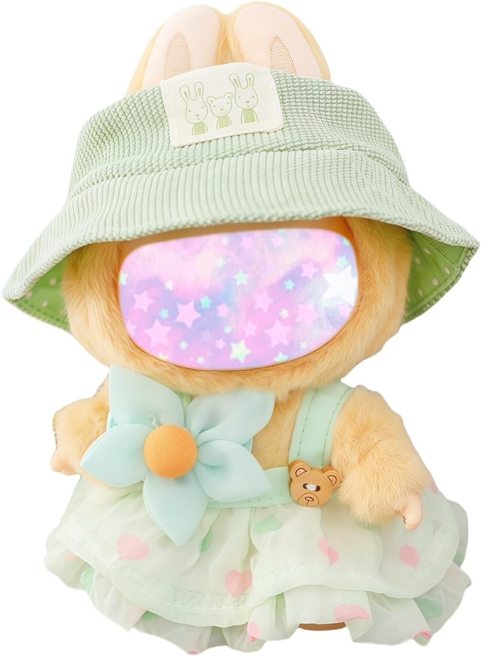 17cm Doll Clothes Set (No Doll), 3 Pieces Dress Outfit Set for 6.7inch Doll Suit, Fashion Chic Hat & Clothes Accessories for 1st/2nd/3rd Gen Doll Play & Display Light Green
