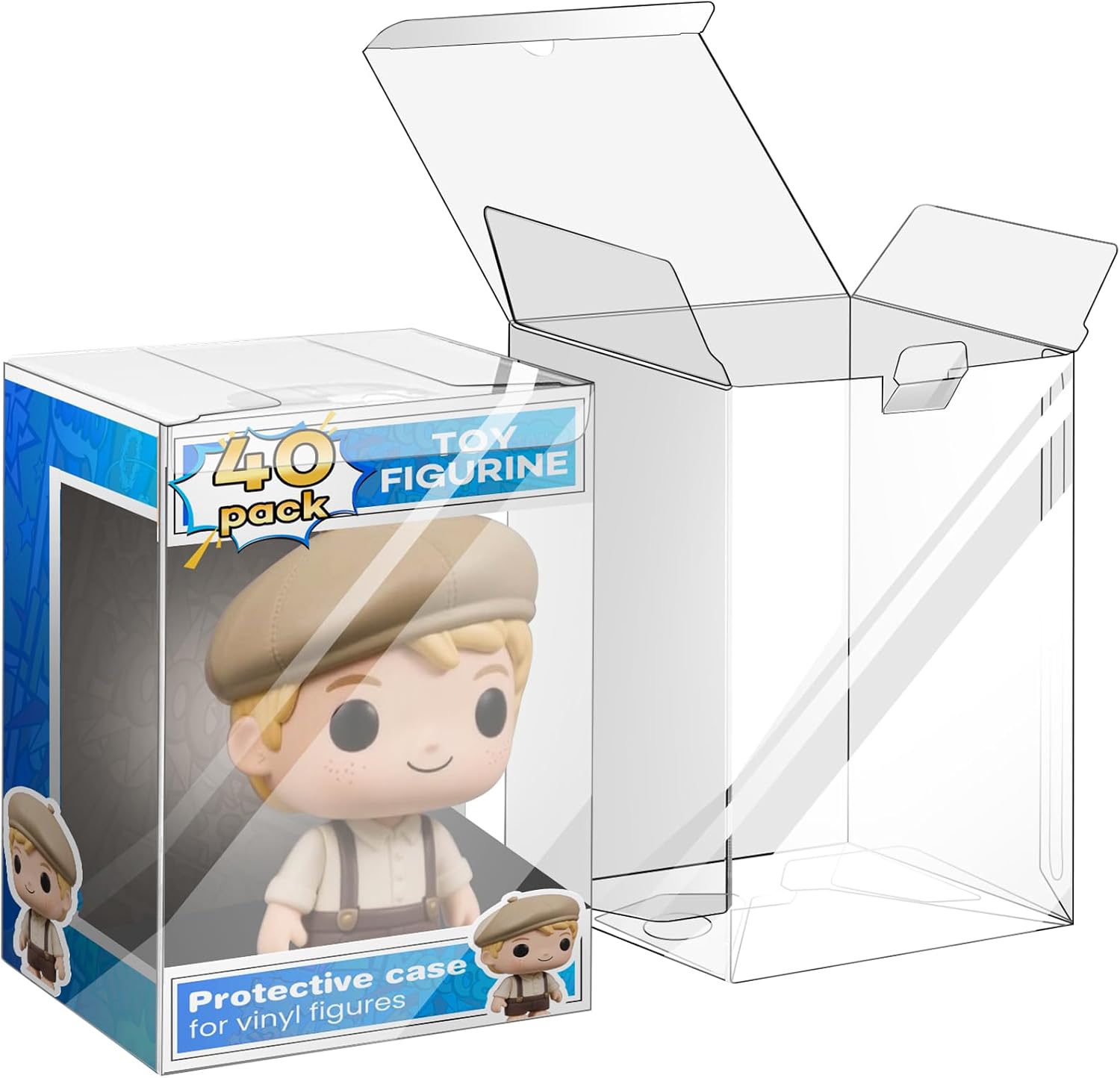 YixangDD 40 Pack Clear Protectors Case Compatible with Funko | 4" Pop Figures Case Protectors, 0.38mm Crystal Clear Display Cases for Collectibles with Locking Tab