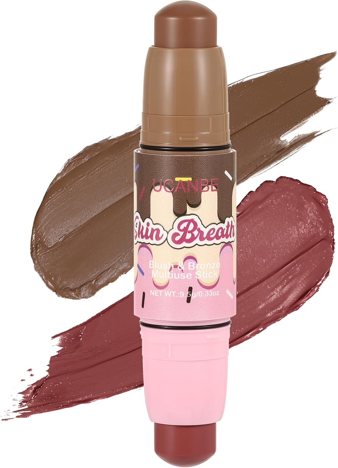 UCANBE Skin Breath Blush & Bronzer Multiuse Stick, 2-in-1 Creamy Face Cheeks Contour Makeup Stick for Natural Radiant Finish Look, Vegan & Cruelty-Free, Travel-Friendly (05 Charming Berry)