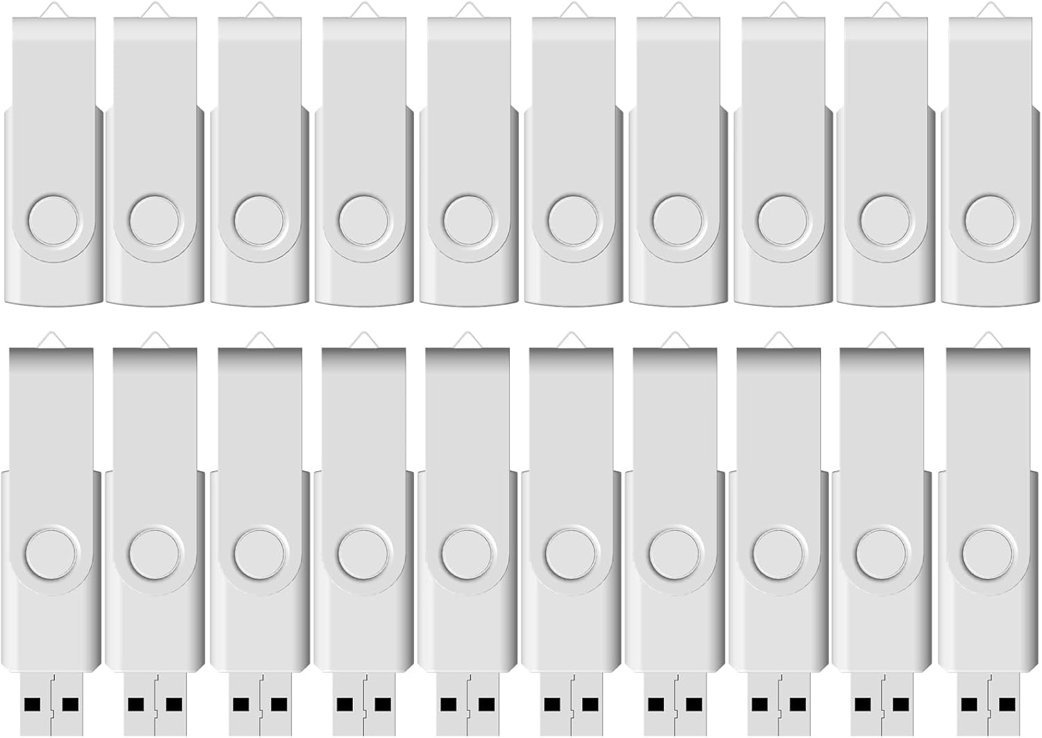 USB Flash Drive 4GB 20 Pack FEWINA USB 2.0 Flash Drives Bulk 4 GB Thumb Drive Swivel Memory Stick Jump Drive Pen Drive for Storage and Backup White Color 20PCS 4GB